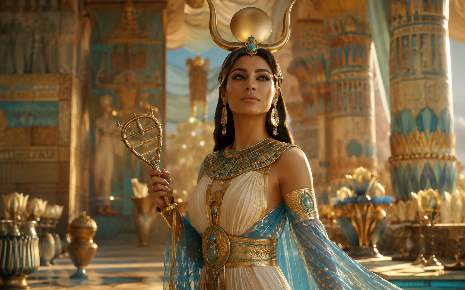 Hathor, déesse de la joie, illustration mythologique