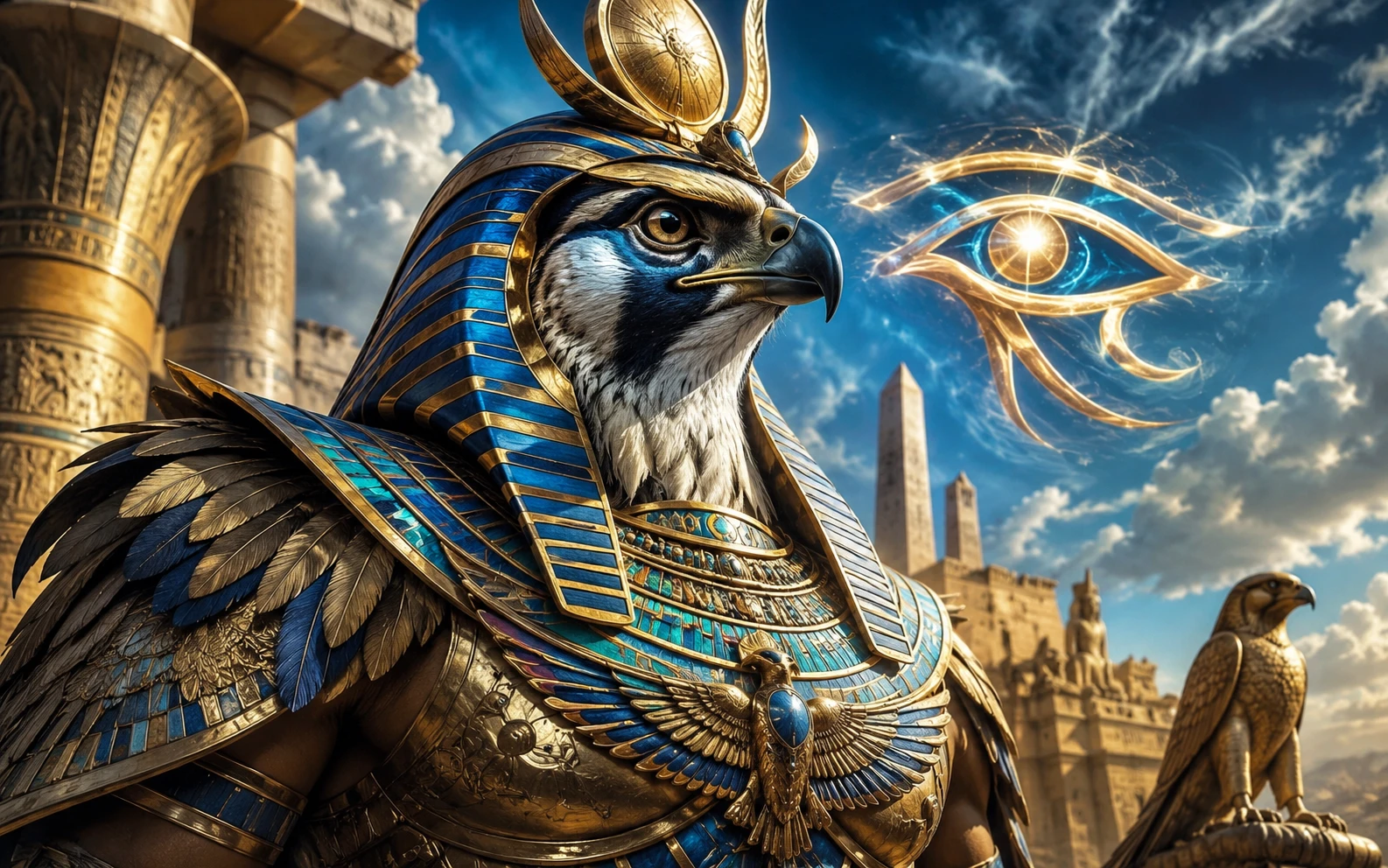 Horus, dieu faucon, illustration mythologique