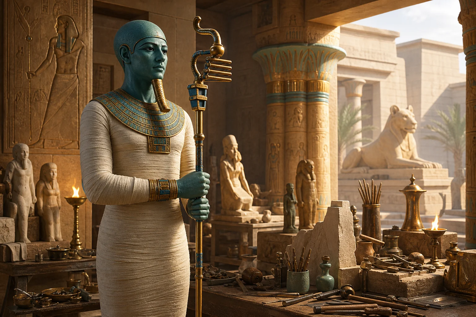 Memphis mythologique sous la protection de Ptah et des ateliers sacrés