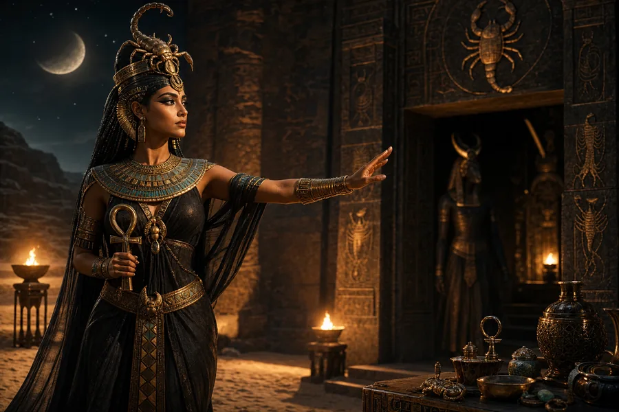 Serket, protection contre les venins, illustration mythologique