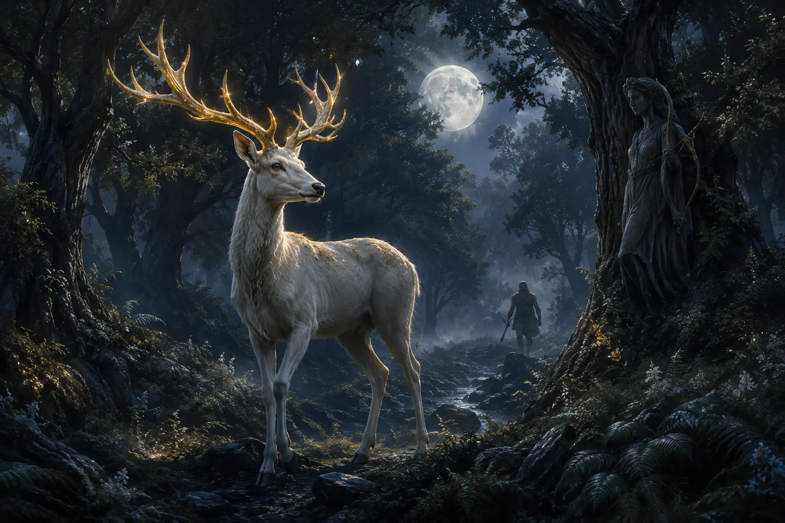 Biche de Cérynie dans une forêt sacrée