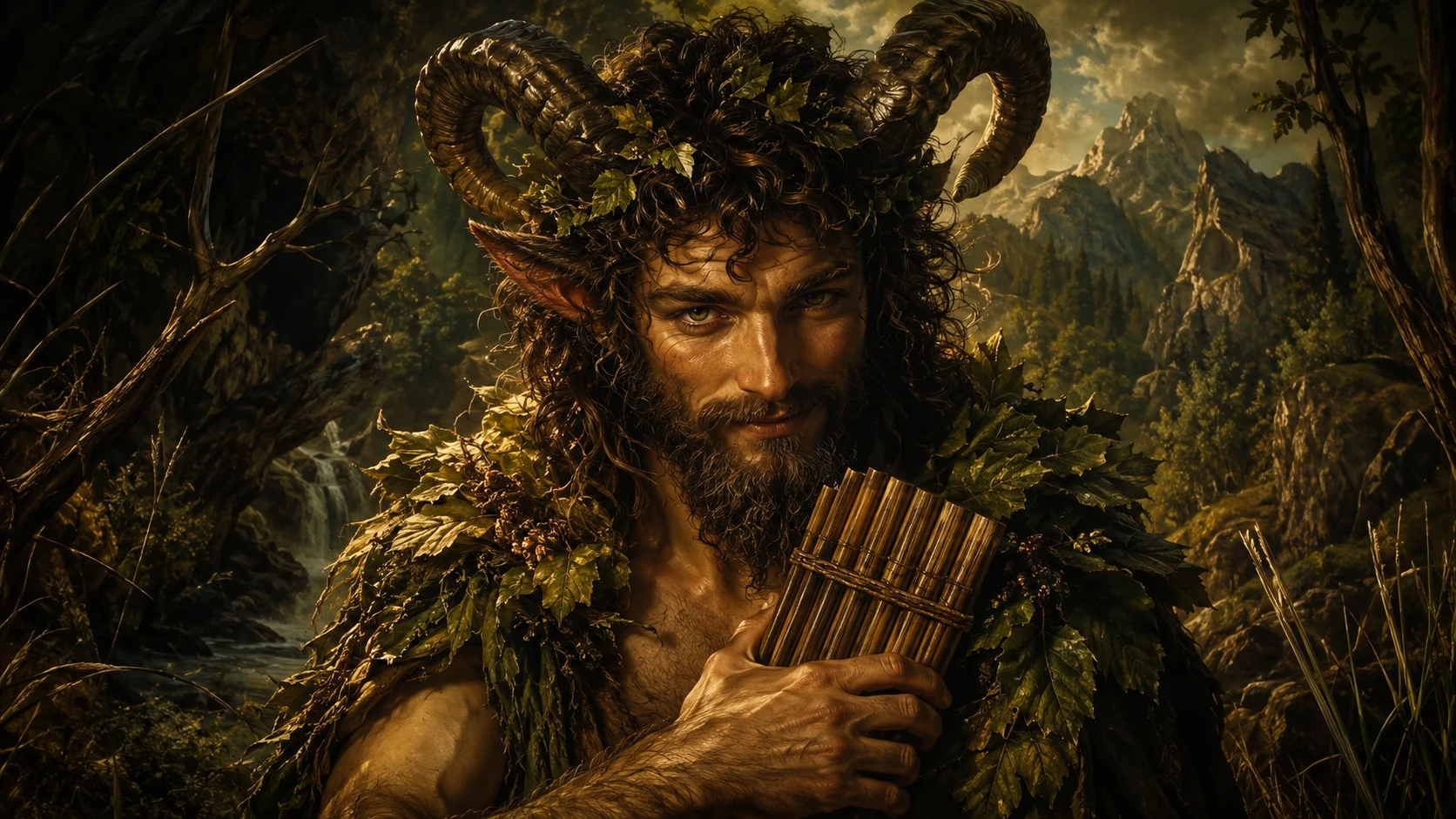 Pan, dieu des bergers, illustration stylisée