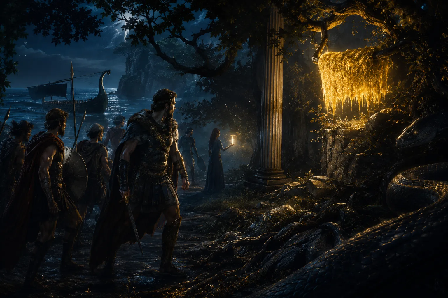 Jason et les Argonautes approchant la Colchide pour conquérir la Toison d'or