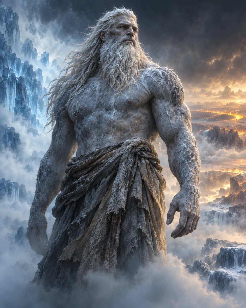 Portrait d’évocation d’Ymir entre le givre et la chaleur des origines