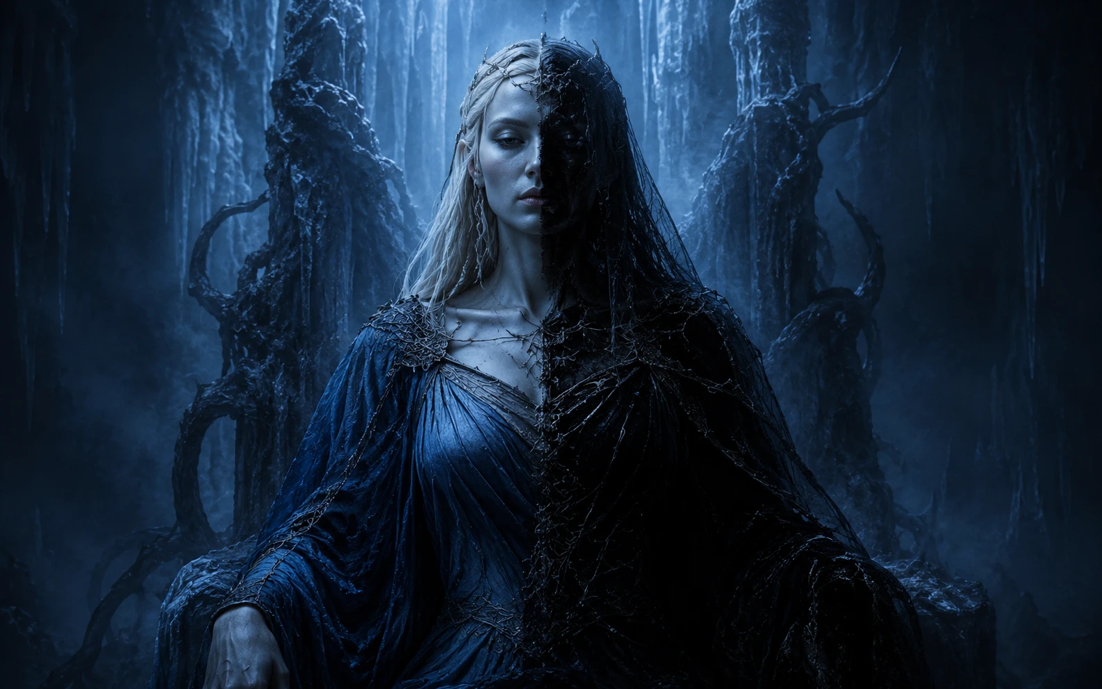 Hel, souveraine du royaume des morts, illustration stylisée